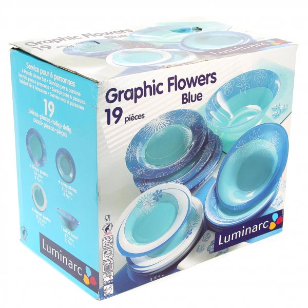 Столовый сервиз GRAPHIC FLOWERS BLUE 19 предметов — изображение 2