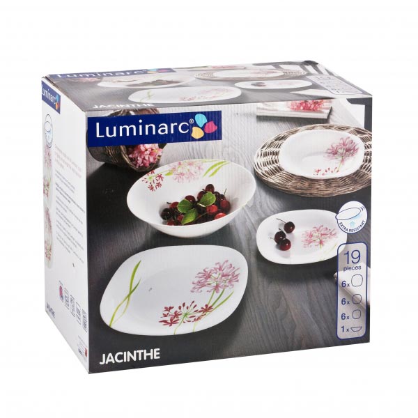 Набор 19. Сервиз Luminarc Jacinthe гиацинт. Столовый сервиз Luminarc Jacinthe 19 предметов g8920. Сервиз Jacinthe 19+6пр.. Люминарк набор посуды с гиацинтами.